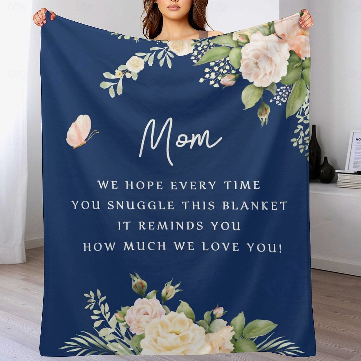couverture fête des mères, une lettre à maman, cadeau fête des mères, couverture douce et confortable, cadeau parfait pour maman, motif floral ou cœur, chaud et confortable de 2025 ? $19.99 –P3