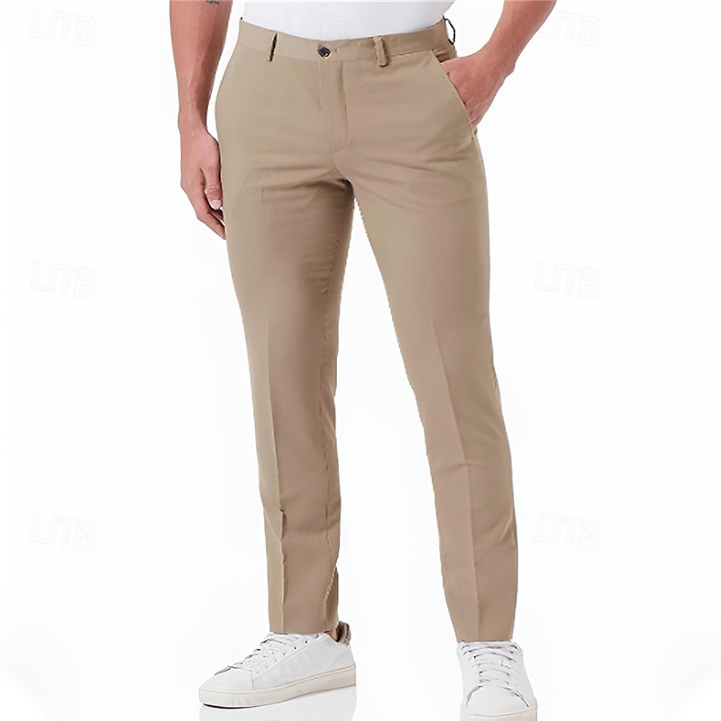 Hombre pantalones de traje Pantalones Chinos Botones Bolsillo Plano Comodidad Formal Fiesta Trabajo Moda Estilo clásico Negro Naranja Microelástico 2025 - $28.99 -P5