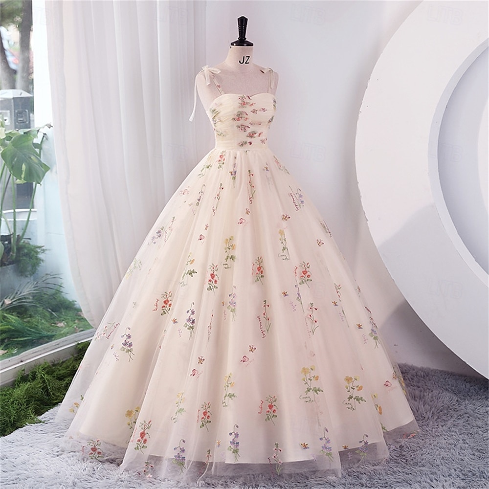 Ball Gown A-Line Quinceanera Dresses Elegant Dress Wedding Wedding Guest Floor Length Sleeveless Spaghetti Strap Polyester Backless with Pleats Sequin 2025 - $89.99 –P3