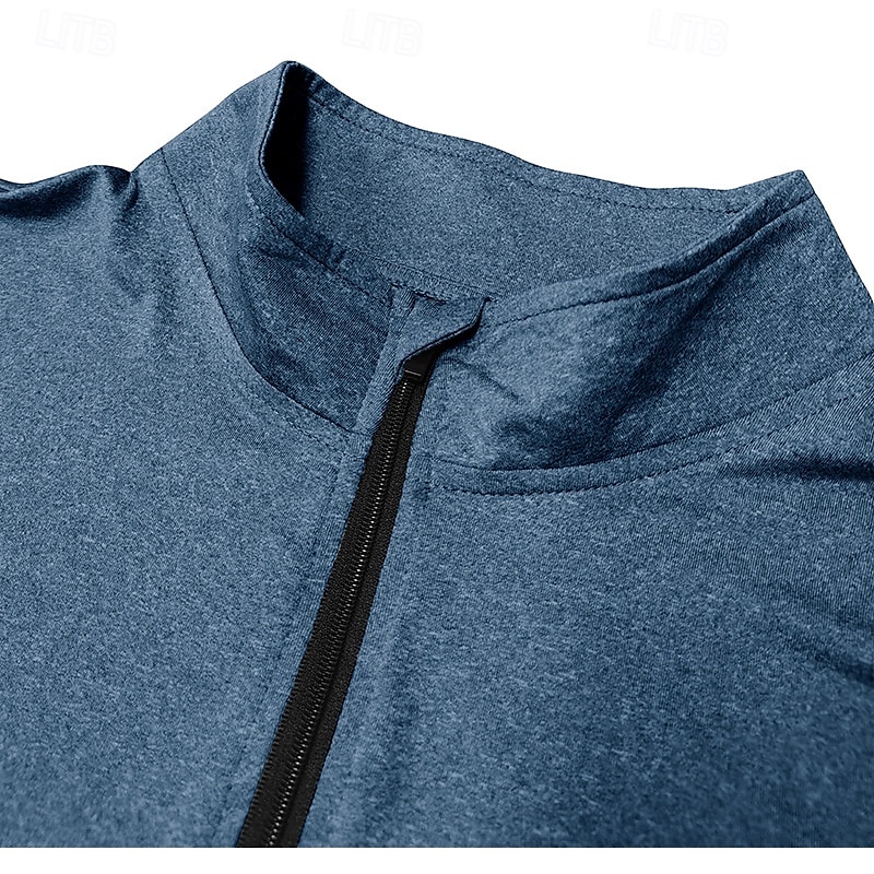 Per uomo Maglietta Manica Corta Maniche Corte Collo alla coreana Zip a un quarto Estate Primavera Tinta unica Semplice Sport Essenziale Con zip Vacanza Streetwear Casuale Blu chiaro Nero Bianco del 2025 a $20.99 –P5
