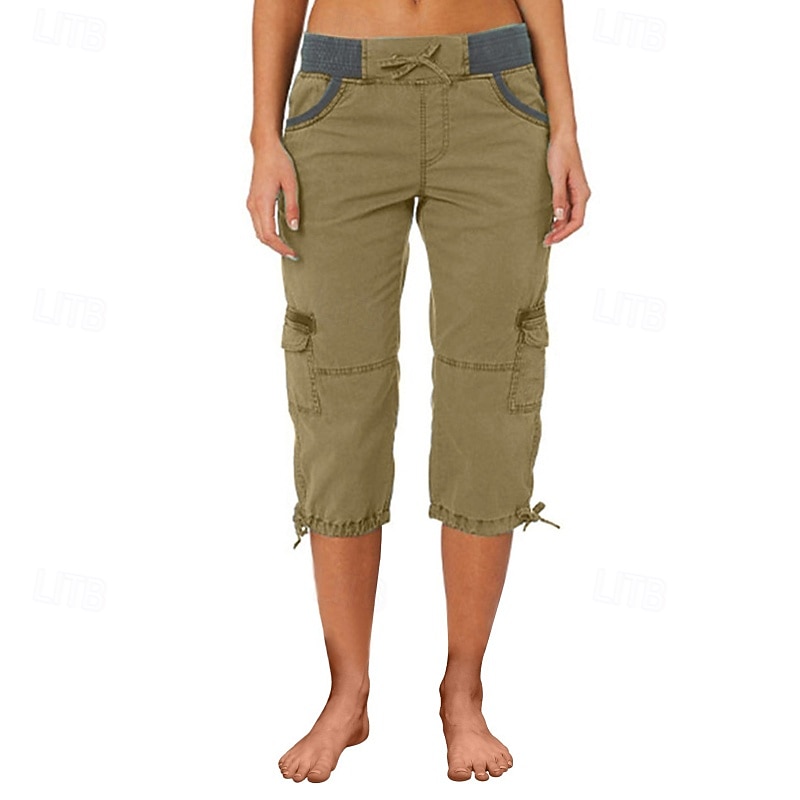 Per donna Pantaloni capri Pantaloni da paracadute Moda Streetwear Lunghezza al polpaccio Naturale Blocco di colori Coulisse Tasca Comodo All'aperto Confortevole Streetwear Uscire Rosso arancione del 2026 a $29.99 –P9