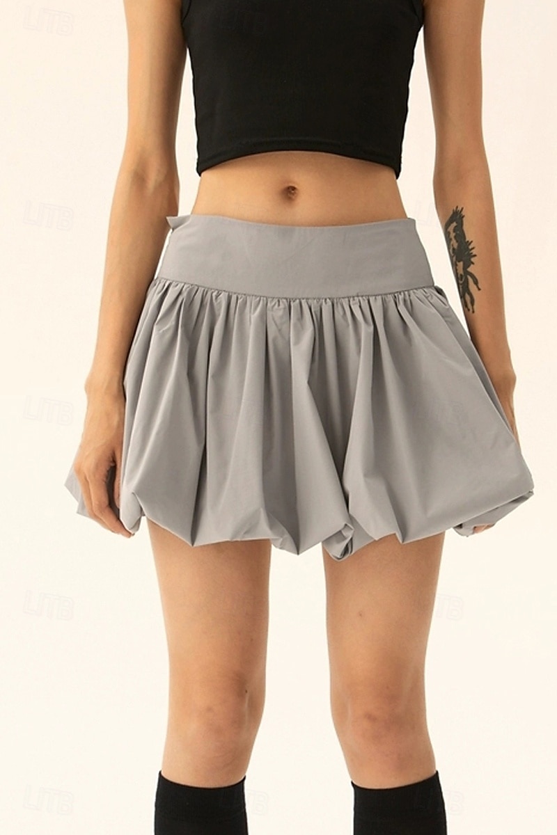 Dámské Sukně Minisukně Módní Mini Střední vzestup Sukně Bez vzoru Nabírané šaty Lehce elastické Dovolená ulice Černá Růžová Velbloudí Šedá Léto Polyester 2025 - $21.99 –P15