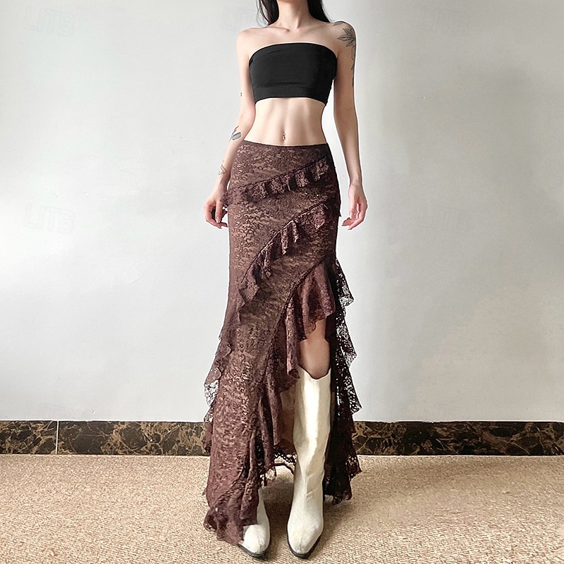 Rétro Vintage Médiéval Steampunk Jupe Pirate Dentelle A Volants Ourlet asymétrique Déguisement Femmes Halloween Carnaval Décontracté Quotidien LARP Foire de la Renaissance Adulte Jupe de 2025 ? $42.99 –P2