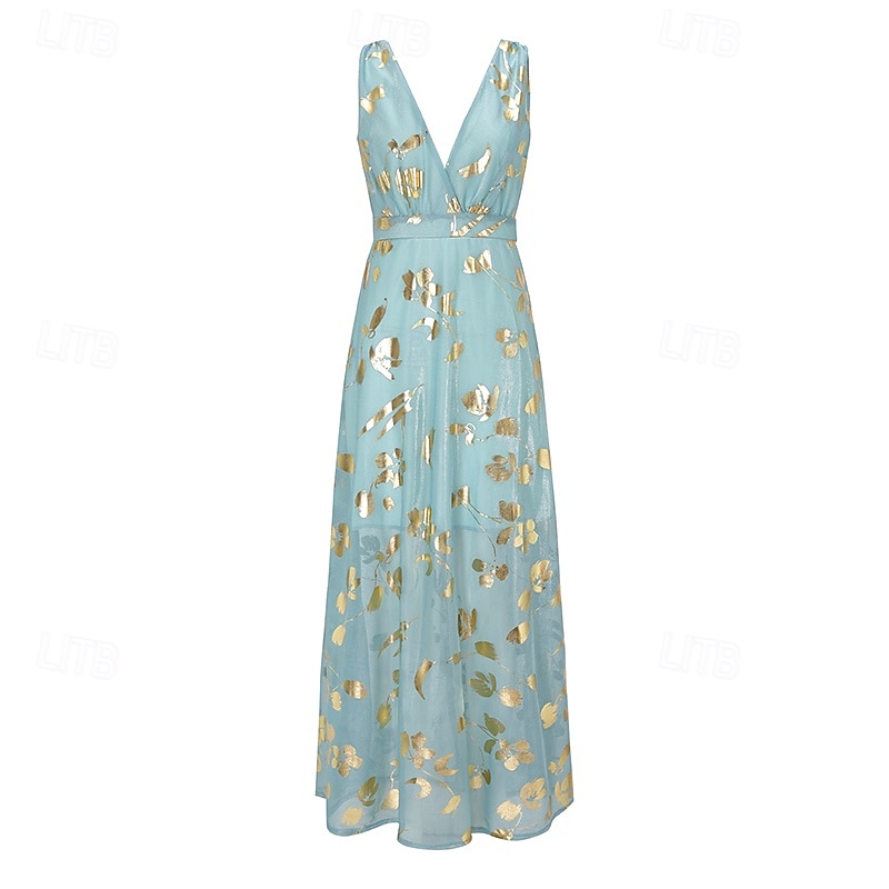 Pentru femei Rochie de petrecere Rochie de Vară Rochie A line Rochie Lunga Rochie Maxi Negru Galben Roz Îmbujorat Fără manșon Culoare pură Sclipici Vară Primăvară V Adânc Vacanță Petrecere Vacan 2025 - $38.99 –P2