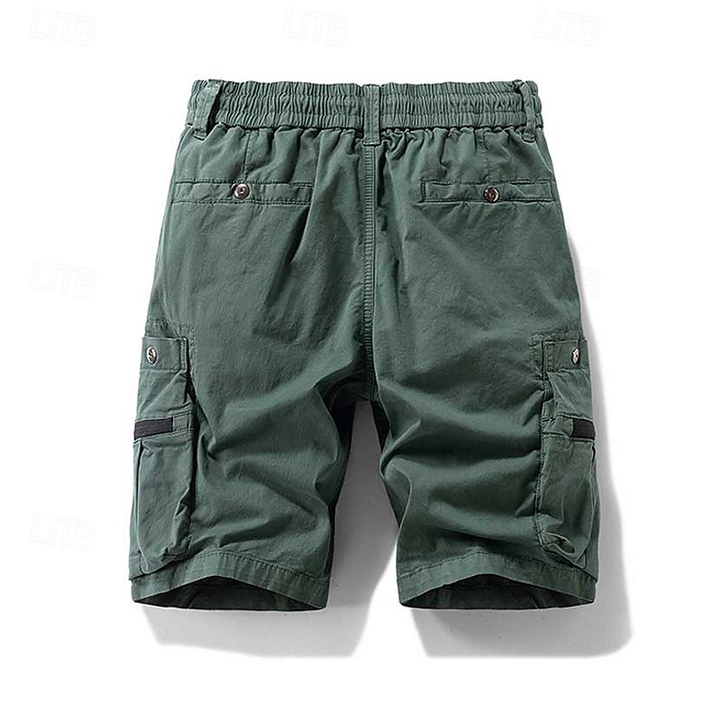 Men's Cargo Shorts Shorts Summer Shorts Drawstring Elastic Waist Zipper Pocket Plain Comfort Wearable Knee Length Outdoor Sport Daily Fashion Casual Black Brown 2026 - $39.99 –P10