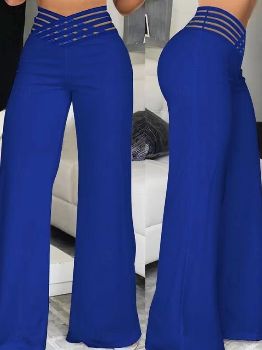 Pantaloni Chino Larghi da Donna Pantaloni Baggy Moda Streetwear Lunghezza Completa Alta Vita Semplice Elasticizzati Comodi Soffici Confortevoli Micro-elastici all'Aperto Strada Nera Bianca Blu Fucsia del 2025 a $17.99 –P1