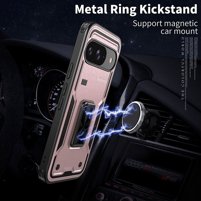 Phone Case For Google Pixel 9 Pro Pixel 9 Pro XL Pixel 9 Back Cover Ring Holder Magnetic Shockproof Retro TPU PC 2025 - $13.99 –P7