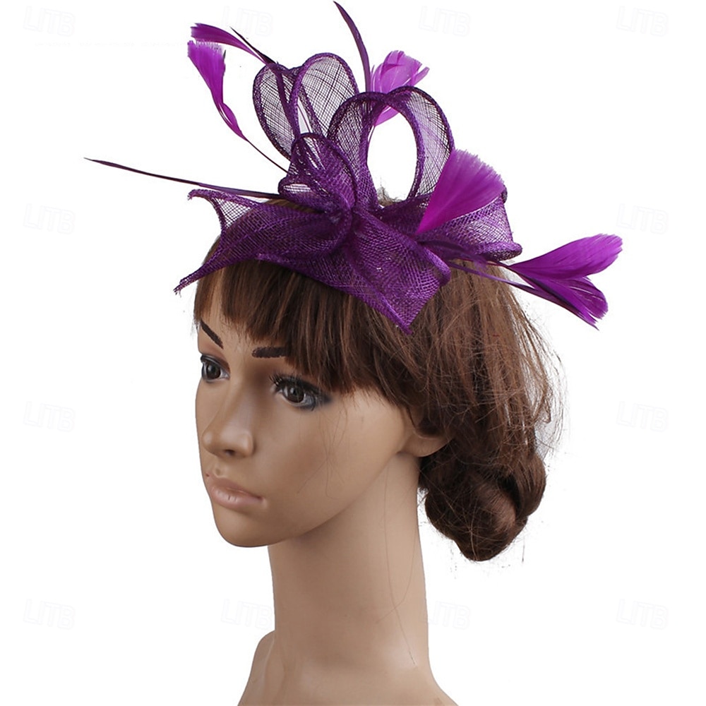 Kopfstück Federn Sinamay Hochzeit Abendgesellschaft Elegant Hochzeit Mit Feder Kopfschmuck Kopfbedeckung 2025 - $20.99 –P1