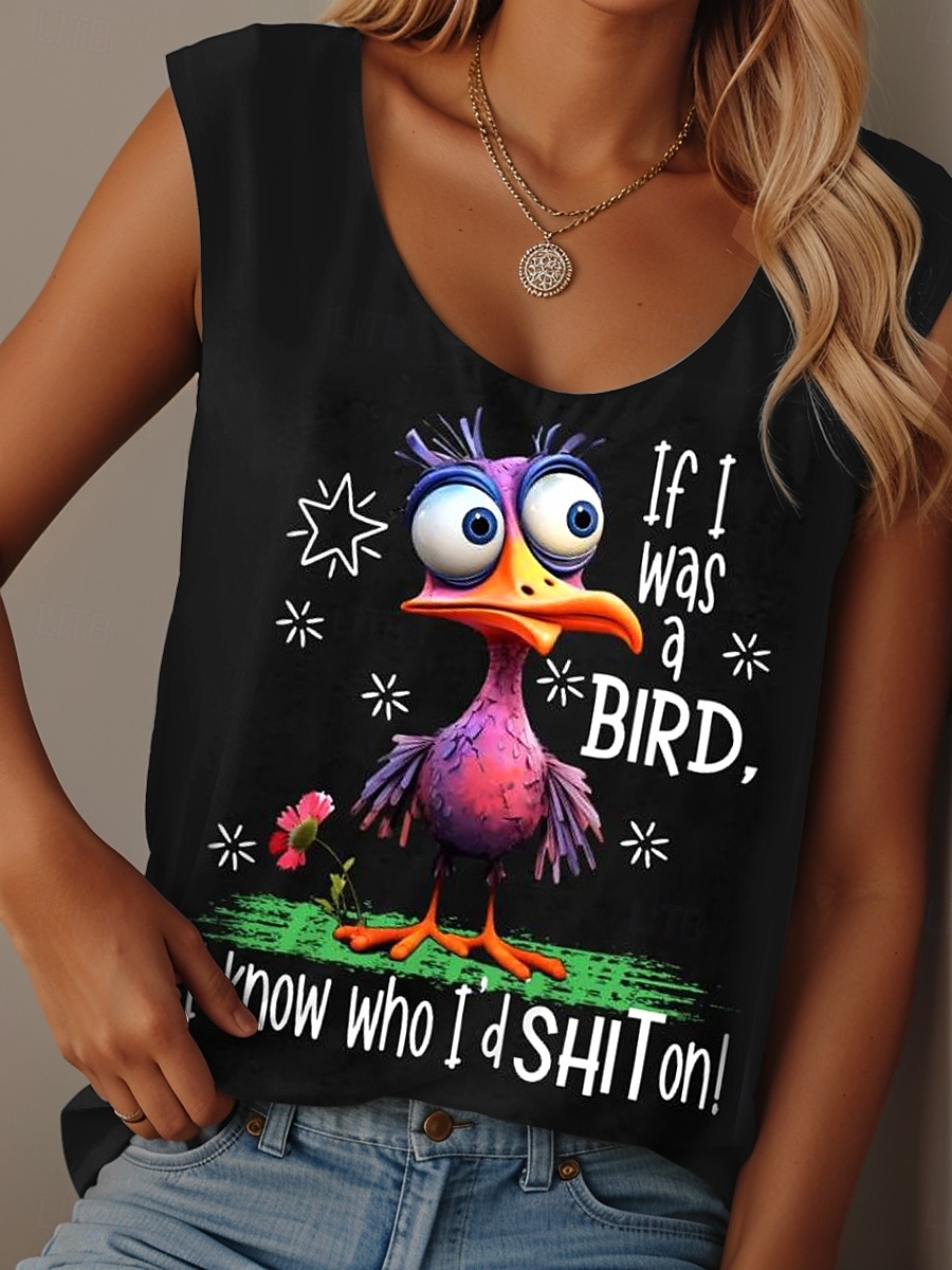 Pentru femei Camisole Tank Top Grafic Scrisă graffiti Zilnic Casual Fără manșon Stil Nautic Scoateți gâtul Topuri obișnuite Zilnic Imprimeu Negru Alb Roz Îmbujorat Albastru piscină Mov Vară Bird 2025 - $19.99 –P5