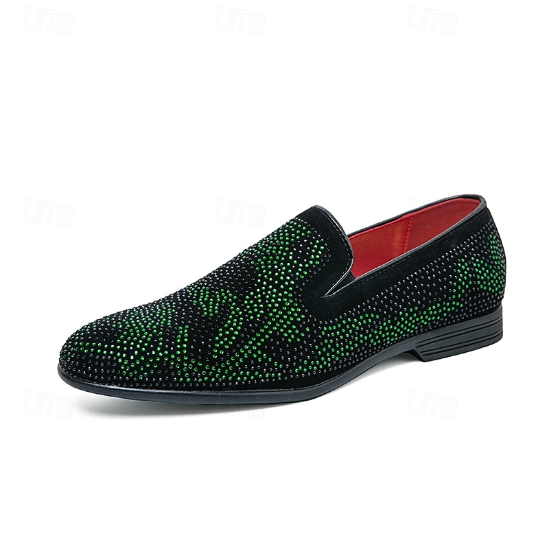 pantofi de bal pentru bărbați - pantofi de catifea cu model piele de șarpe verzi și negri pentru declarații îndrăznețe de modă 2026 - $54.99 –P2