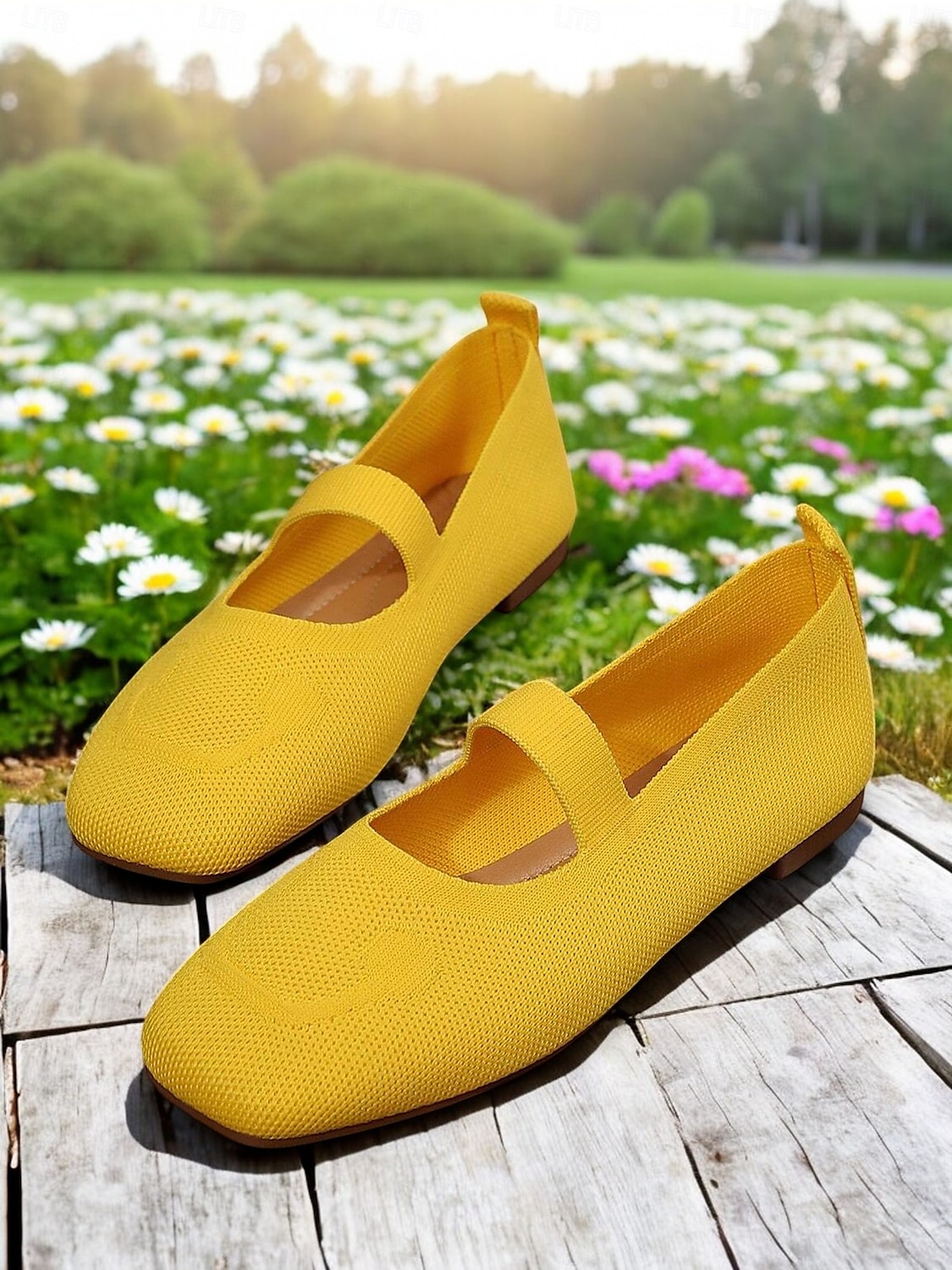 ballerine mary jane flyknit da donna – comode scarpe slip-on con punta quadrata per l'estate e l'uso quotidiano del 2025 a $19.99 –P1