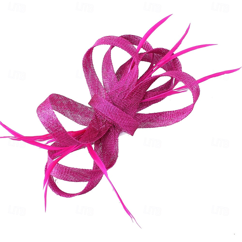 Kopfschmuck Faux Leinen Hochzeits Pferderennen Cocktail Elegant Süß Mit Feder Kopfschmuck Kopfbedeckung 2025 - $31.99 –P4