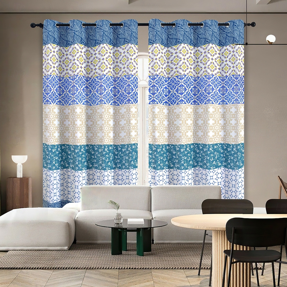 Verdunkelungsvorhänge Geometrisch Bohemian Isolierung Außen Balkon Ruhe Wohnzimmer Heimdekoration 2-teiliger Satz 3D Digitaldruck Perforiert 2025 - $30.99 –P8