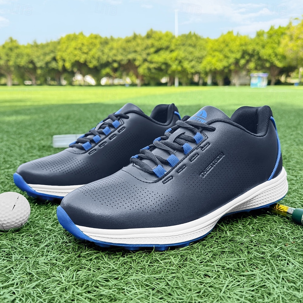 Herren Performance Golf Sneaker in Weiß mit roten Schnürsenkeln, atmungsaktive Mikrofaser, ideal für Amateurgolfer 2025 - $64.99 –P3