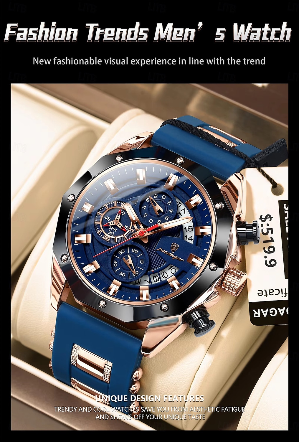 POEDAGAR Fashion Men Watch Waterproof Luminous Chronograph Date Man Wristwatch Silicone Strap Luxury Sports Men's Quartz Watches 2025 - $37.99 –P3