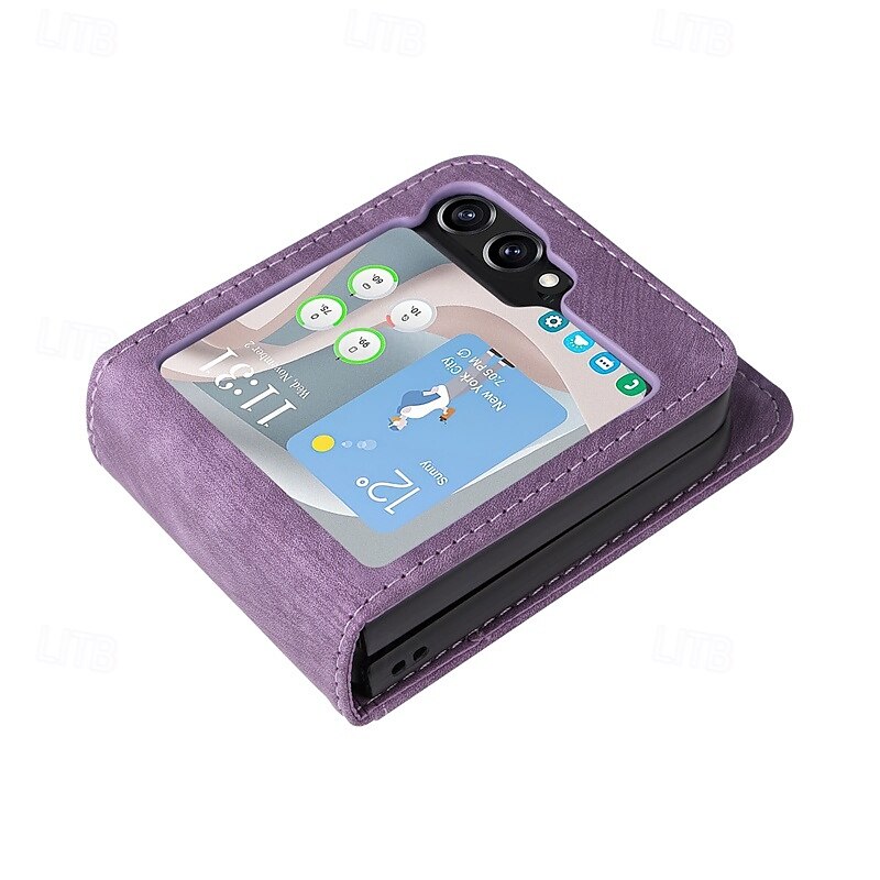 Phone Case For Samsung Galaxy Z Flip 6 Z Flip 5 Z Flip 4 Z Flip 3 Back Cover Card Slot Shockproof Retro TPU PU Leather 2025 - $15.99 –P7