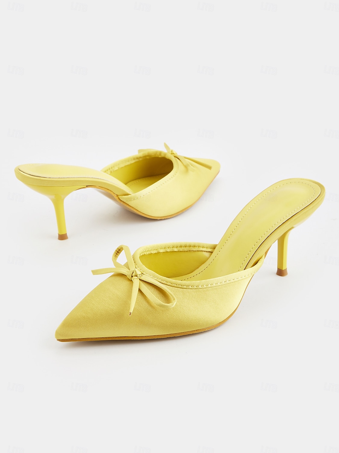 Escarpins à talons aiguilles en satin bordeaux pour femme – mules à bout pointu avec nœud pour des rendez-vous chics et des tenues quotidiennes de 2025 ? $34.99 –P4