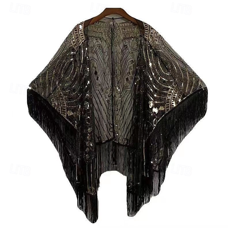 Retró Ordító 20-as évek 1920-as évek sál Wrap Kendők A nagy Gatsby Flapper lány Flitter Rojt Női Farsang Esküvő Estély Álarcos mulatság Felnőttek Kendő 2025 - $30.99 –P19