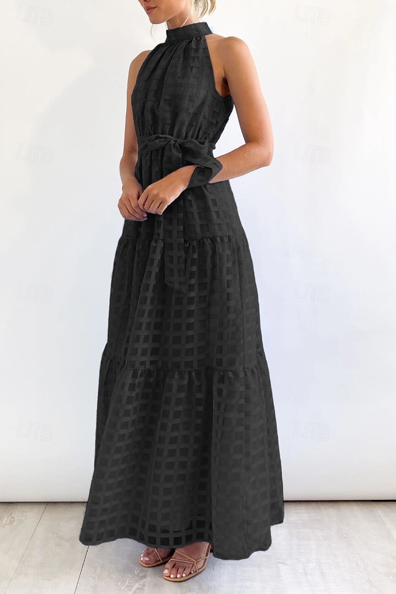 Femmes Robe Longue Maxi Robe Robe de remise des diplômes Robe à col licou Mode Moderne Fête Remise des Diplômes Date Coupe régulière Uni Sans manches Col Halter Cyan Noir Violet Claire Vert Été de 2025 ? $27.99 –P13