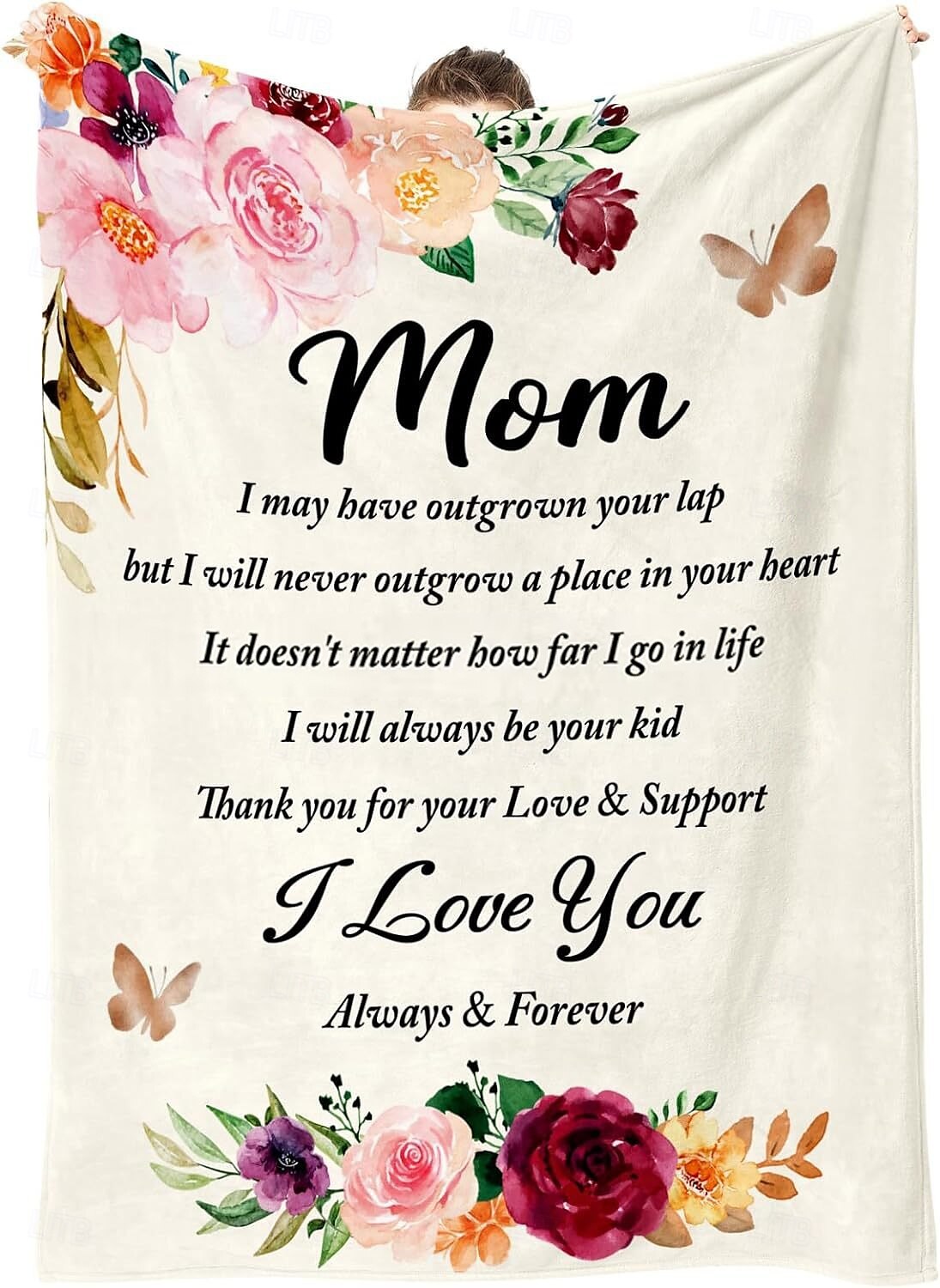 couverture fête des mères, une lettre à maman, cadeau fête des mères, couverture douce et confortable, cadeau parfait pour maman, motif floral ou cœur, chaud et confortable de 2025 ? $19.99 –P10