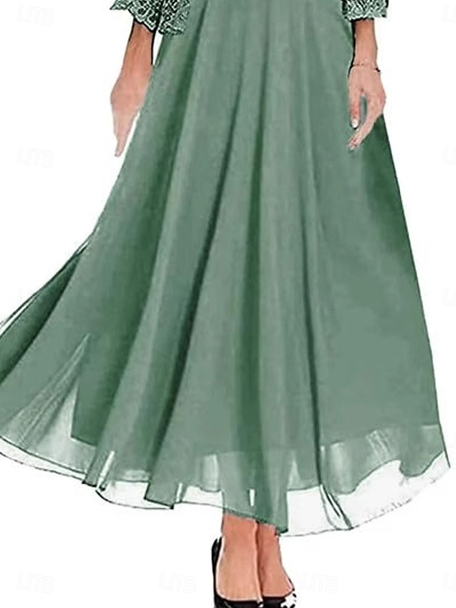 Abito da sera Abito da cerimonia per signora Elegante Festa Semplice Squadrata Lungo Poliestere Manica lunga con Tinta unita 2025 del 2025 a $99.99 -P2
