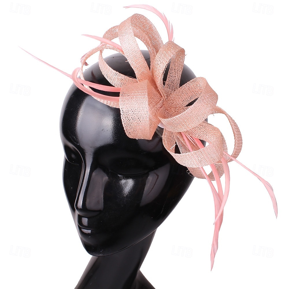 Kopfschmuck Faux Leinen Hochzeits Pferderennen Cocktail Elegant Süß Mit Feder Kopfschmuck Kopfbedeckung 2025 - $31.99 –P14