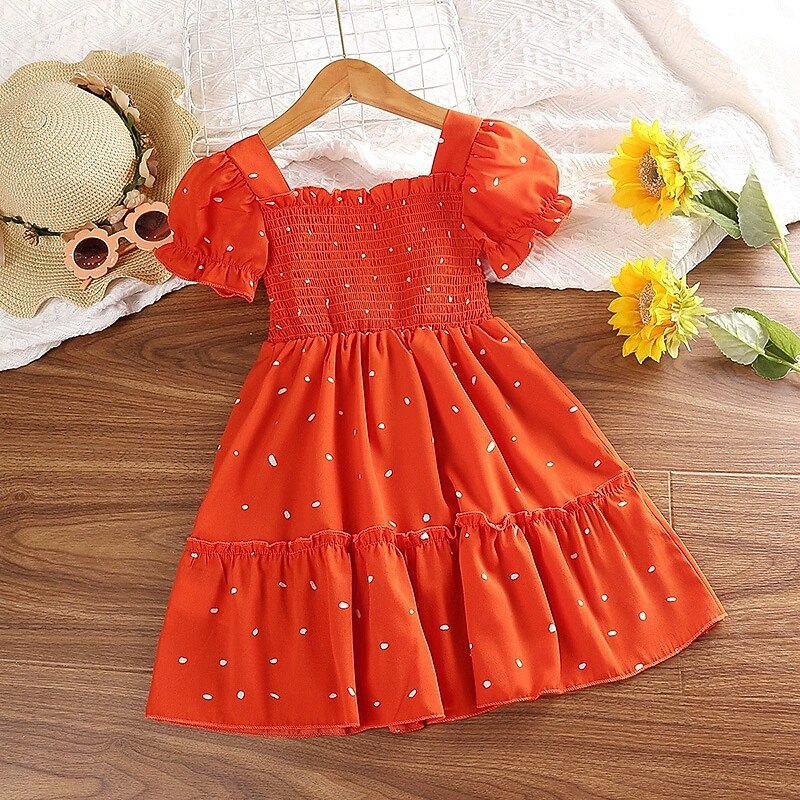 childrens red polka dot dress Kids 'Holly' Vintage Polka Dot 50's Girls Dress - Red / 7