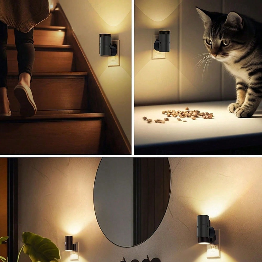 LED-Nachtlichter zum Einstecken, modernes Nachtlicht, zum Einstecken in die Wand, Dämmerungs- bis Morgengrauen-Lichtsensor, dimmbare Wandlampe für Flur, Schlafzimmer, Treppe 2025 - $19.99 –P2