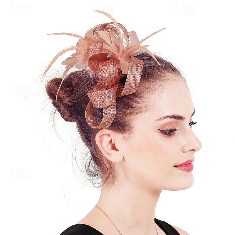 Kopfstück Federn Sinamay Hochzeit Abendgesellschaft Elegant Hochzeit Mit Feder Kopfschmuck Kopfbedeckung 2025 - $23.99 –P1