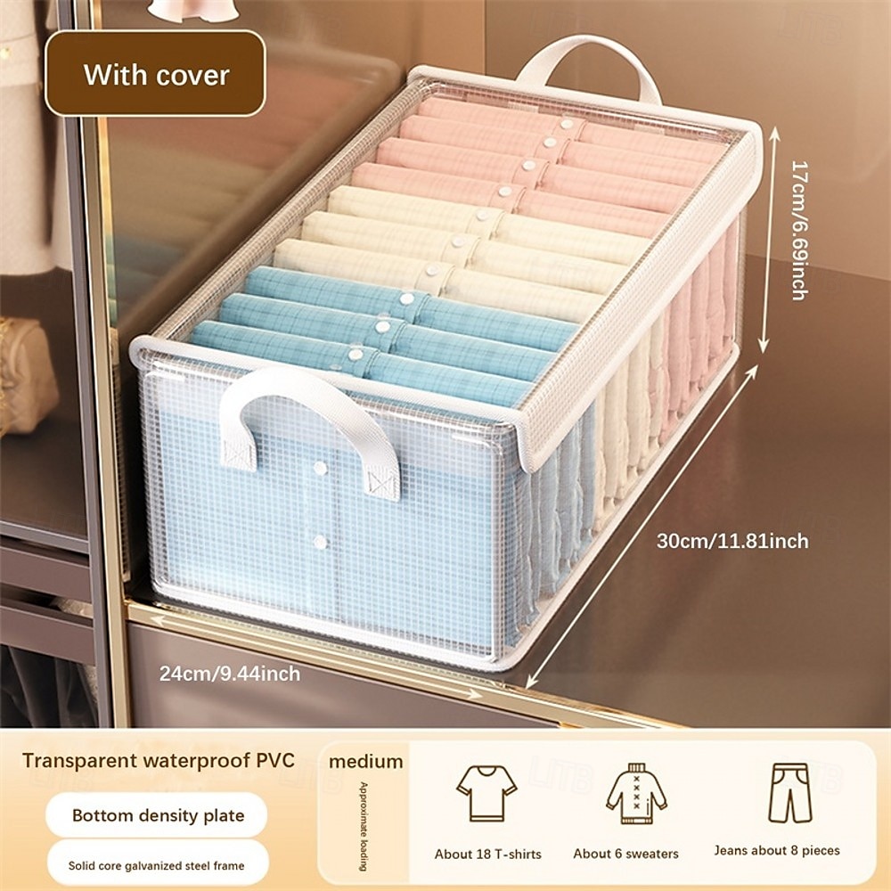 Clear Clothing Storage Box with Lid, Large Capacity Transparent Drawer Organizer, PVC Wardrobe Storage Container for Blankets, Clothes, and Fabric Organization 2025 - $11.49 –P8