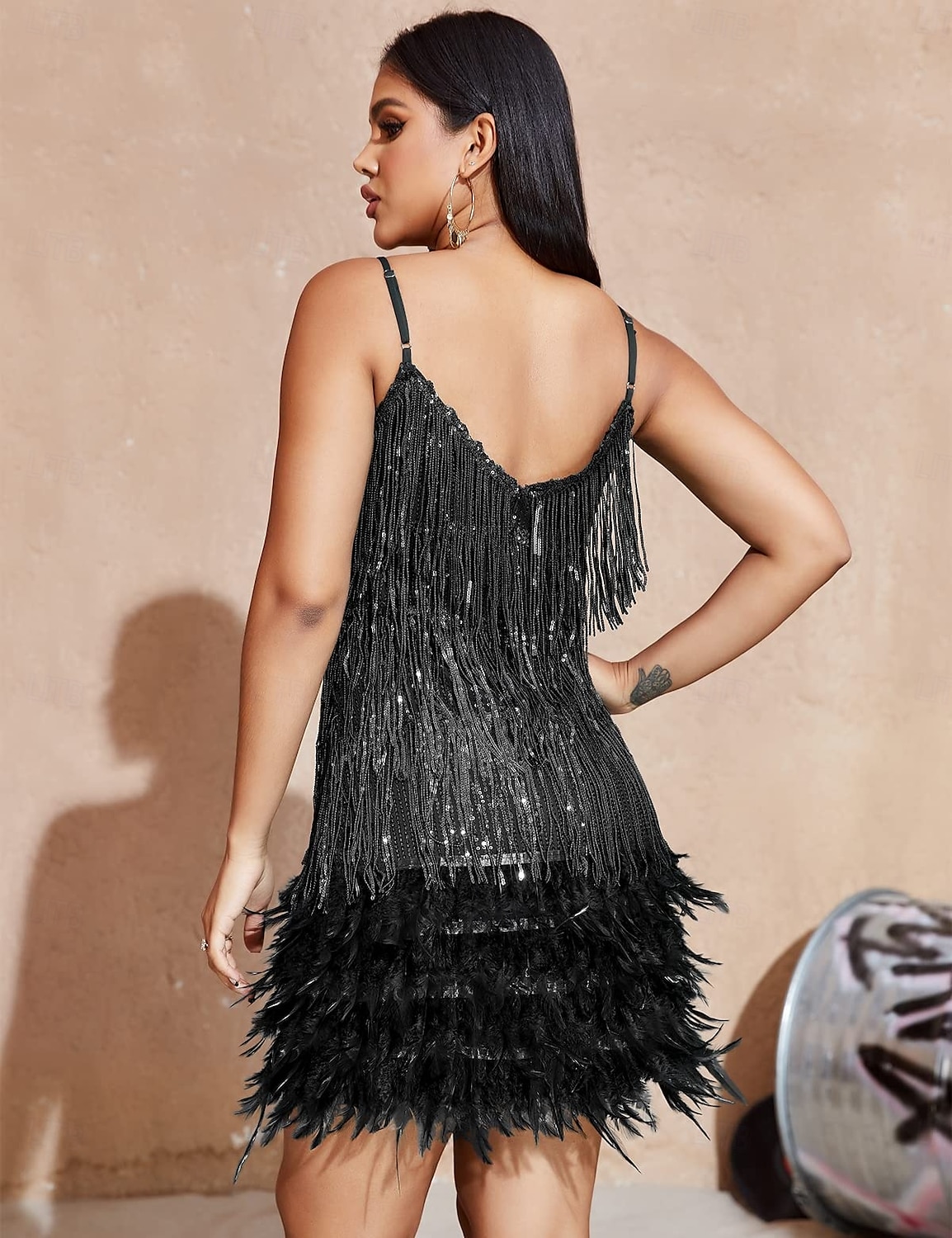 Glada 20-talet 1920-talet Flapper-klänning Klänningar Den store Gatsby Tofs Fjäder Tofs Fjädrar Maskeradkläder Dam Maskerad Bröllop Bröllopsgäst Fest / afton Vuxen Klänning Hemkomstklänningar 2025 - $49.99 –P18