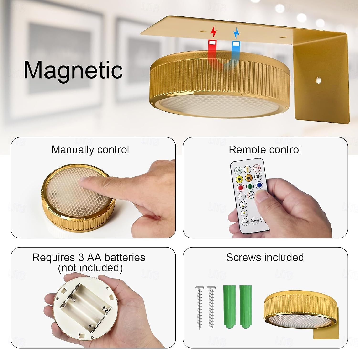 LED Wireless Picture Light, 20 RGB Color Magnetic Lights, Adjustable Timer Led Picture Frame Art Display Light, Wireless Gallery Display Wall Photo Light 2025 - $23.99 –P4