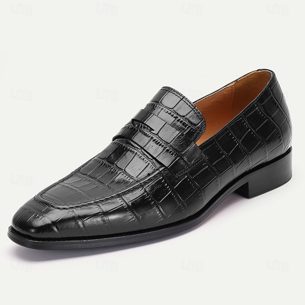 Men's Classic Brown Crocodile Pattern Leather Dress Shoes - Ideal for Business Meetings and Kentucky Derby 2026 - $99.99 –P2