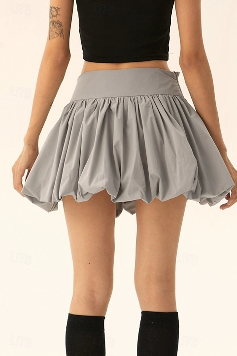Dámské Sukně Minisukně Módní Mini Střední vzestup Sukně Bez vzoru Nabírané šaty Lehce elastické Dovolená ulice Černá Růžová Velbloudí Šedá Léto Polyester 2025 - $21.99 –P17