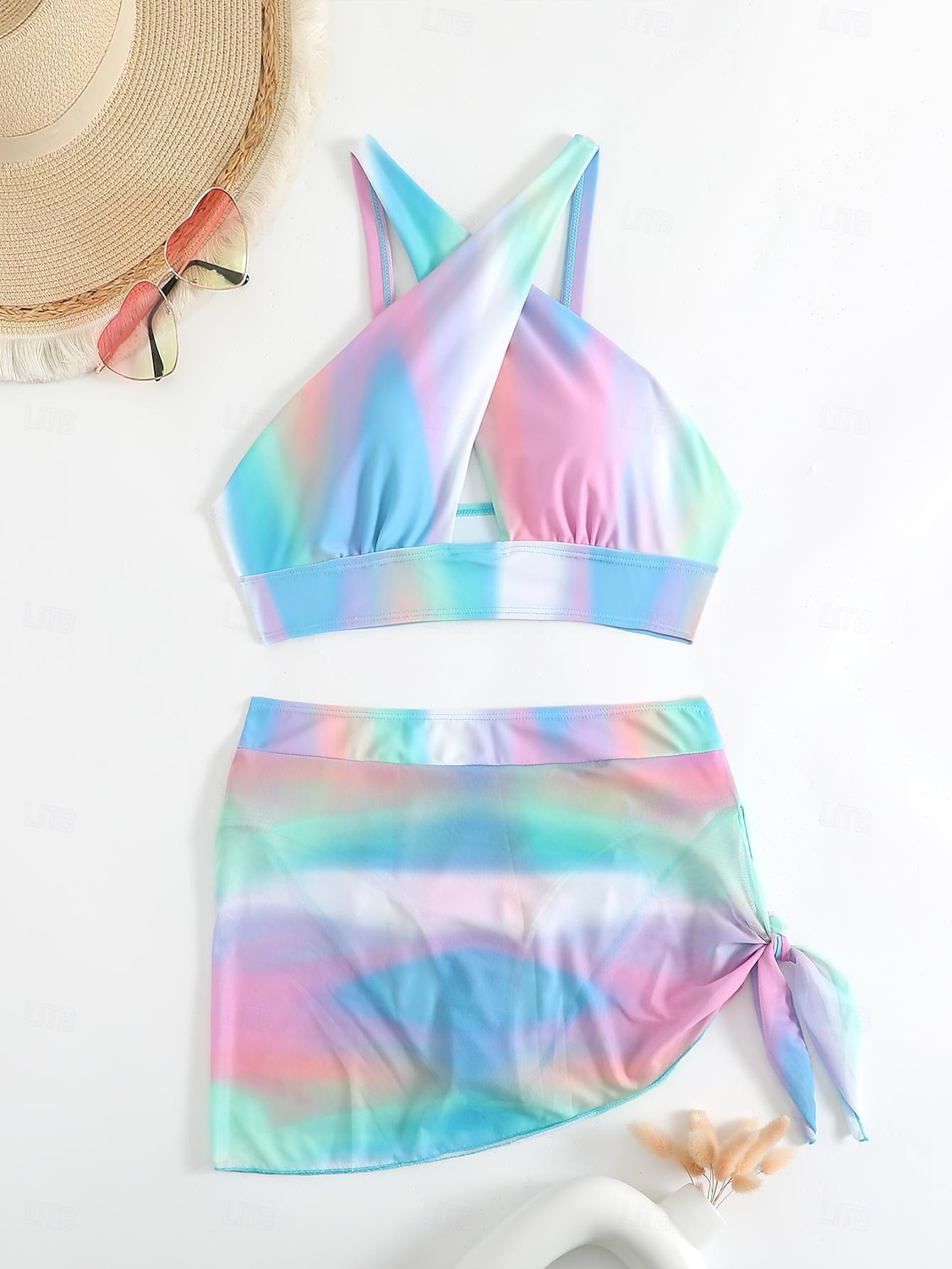 Női Fürdőruha Bikini 2 darab Merész Fürdőruha Push up Kötött Szabadság Tropikus Virágos Színes Kötőfék nyaka Ujjatlan Fürdőruhák 2025 - $24.99 –P1