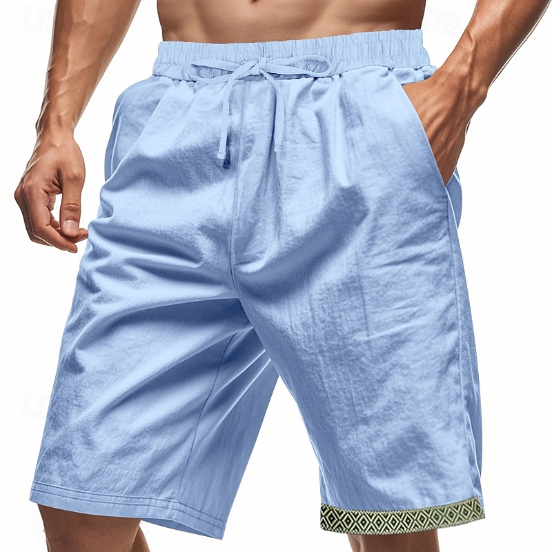 Per uomo Shorts Shorts di Lino Pantaloncini Estivi Shorts da Spiaggia Patchwork Coulisse Elastico in vita Semplice Comodità Traspirante Lunghezza al ginocchio All'aperto Quotidiano Ferie Moda Hawaiano del 2025 a $17.99 –P12