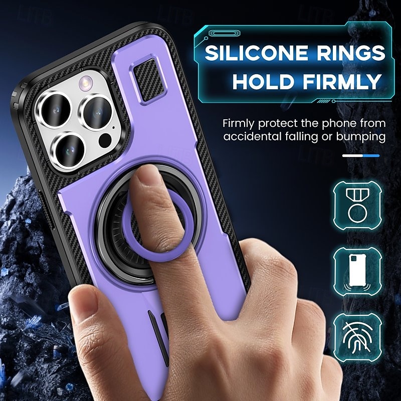 Phone Case For iPhone 16 15 14 Pro Max Plus 13 12 Pro Max Back Cover Ring Holder Shockproof Retro TPU PC 2025 - $9.99 –P18