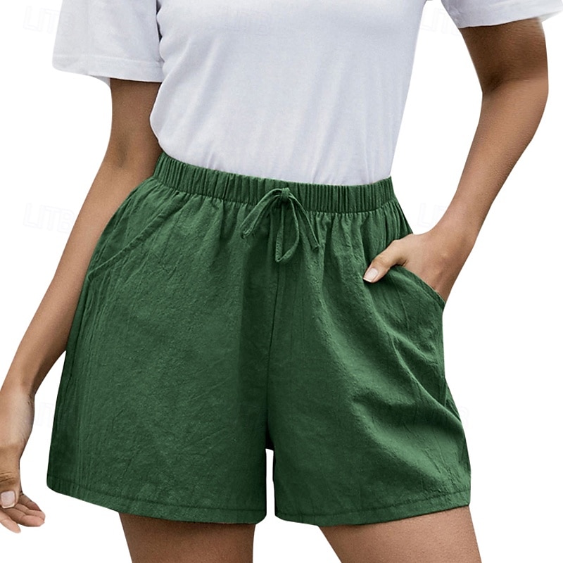Per donna Pantaloncini in cotone e lino Shorts Moda Streetwear Corto Naturale Semplice Tasca Design con Coulisse Elastica Comodo All'aperto Confortevole Streetwear Abbigliamento quotidiano Uscire del 2025 a $13.99 –P12