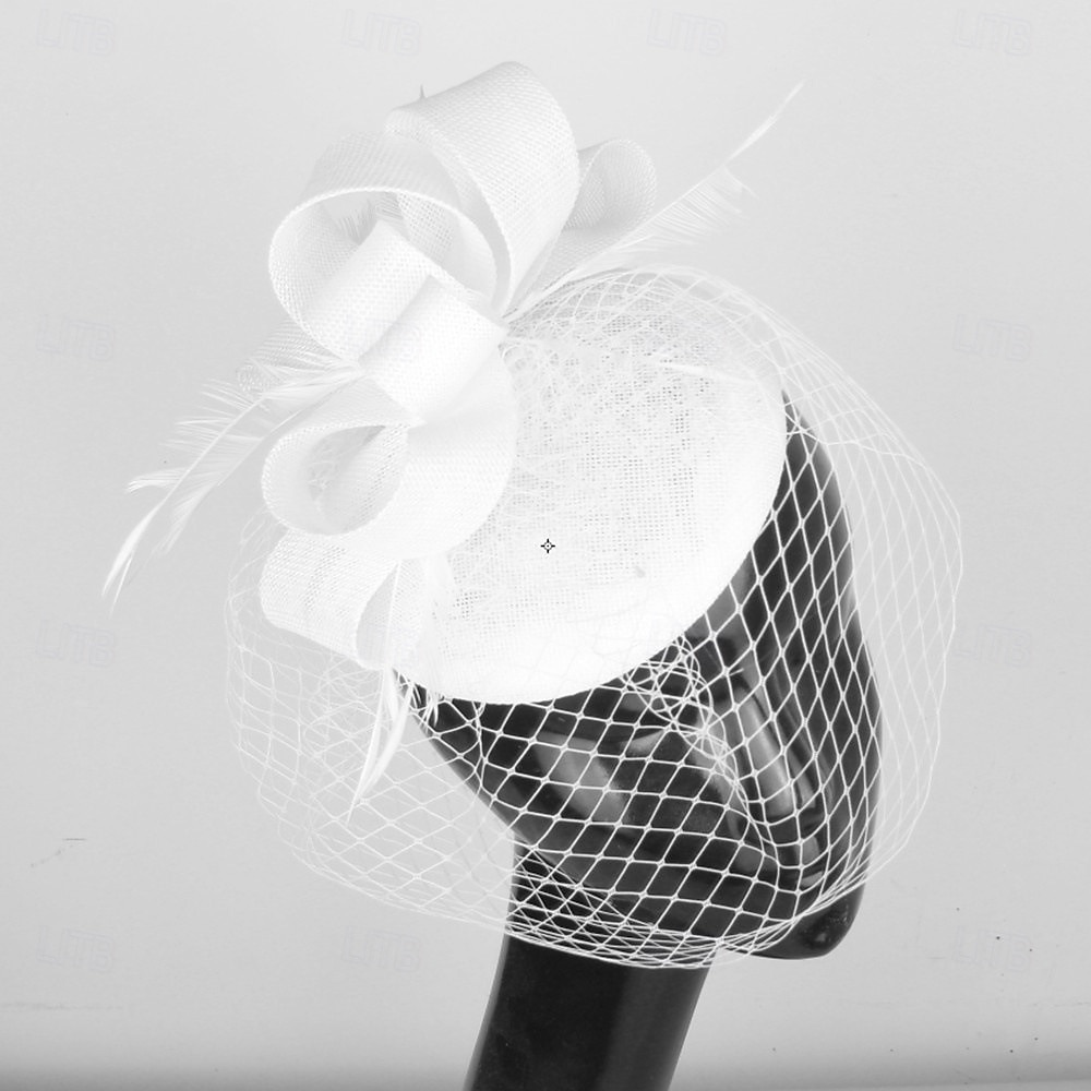 Kopfstück Federn Sinamay Hochzeit Abendgesellschaft Elegant Hochzeit Mit Feder Kopfschmuck Kopfbedeckung 2025 - $20.99 –P6