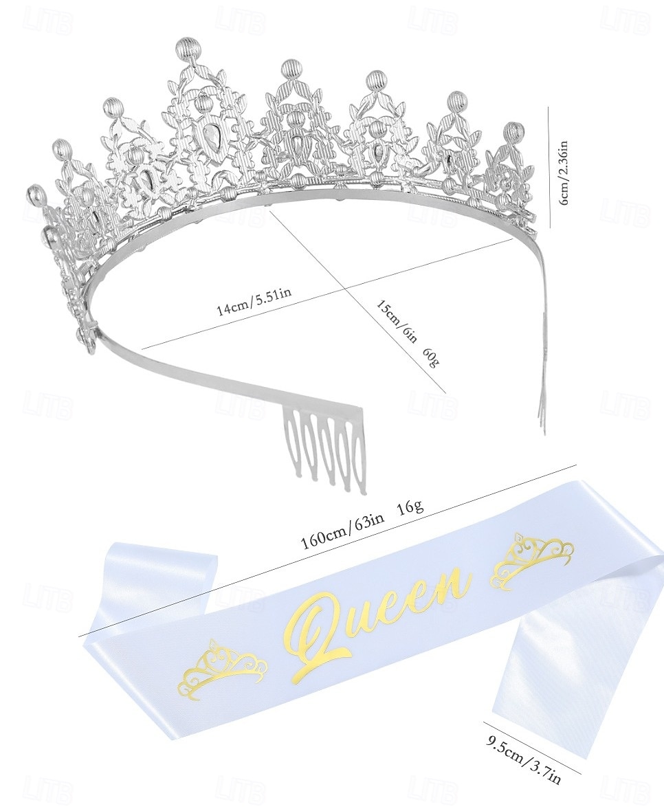 fascia per capelli da regina per festa di compleanno, corona, 2 pezzi/set, argento, per donne, kit di decorazioni per compleanno, cerchietto per capelli per bambina, accessori per capelli con cristalli glitterati del 2025 a $13.99 –P4