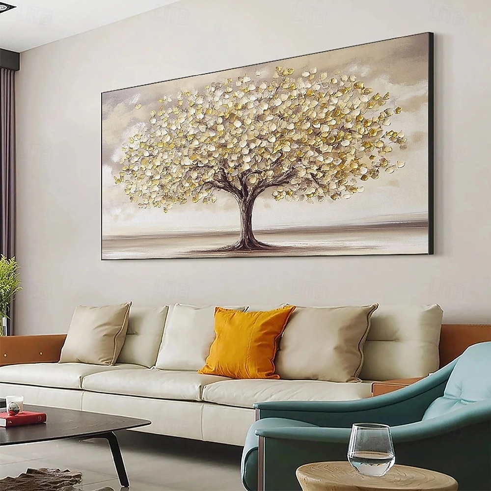 Peinture à l'huile sur toile peinte à la main, paysage, arbres texturés faits à la main en automne, prairie jaune, peinture acrylique, paysage fluvial, art mural, peinture à l'huile pour chambre à de 2025 ? $61.99 –P7