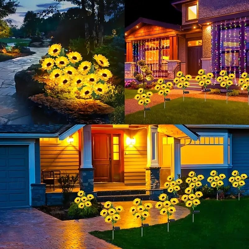 2szt. diodowe lampy solarne zewnętrzne 6 głowic, słonecznikowe lampy ogrodowe, oświetlenie patio, lampki choinkowe na materac, poduszkę, dom, willa, podwórko, park, ścieżka, dekoracja krajobrazu 2026 - $47.99 –P5