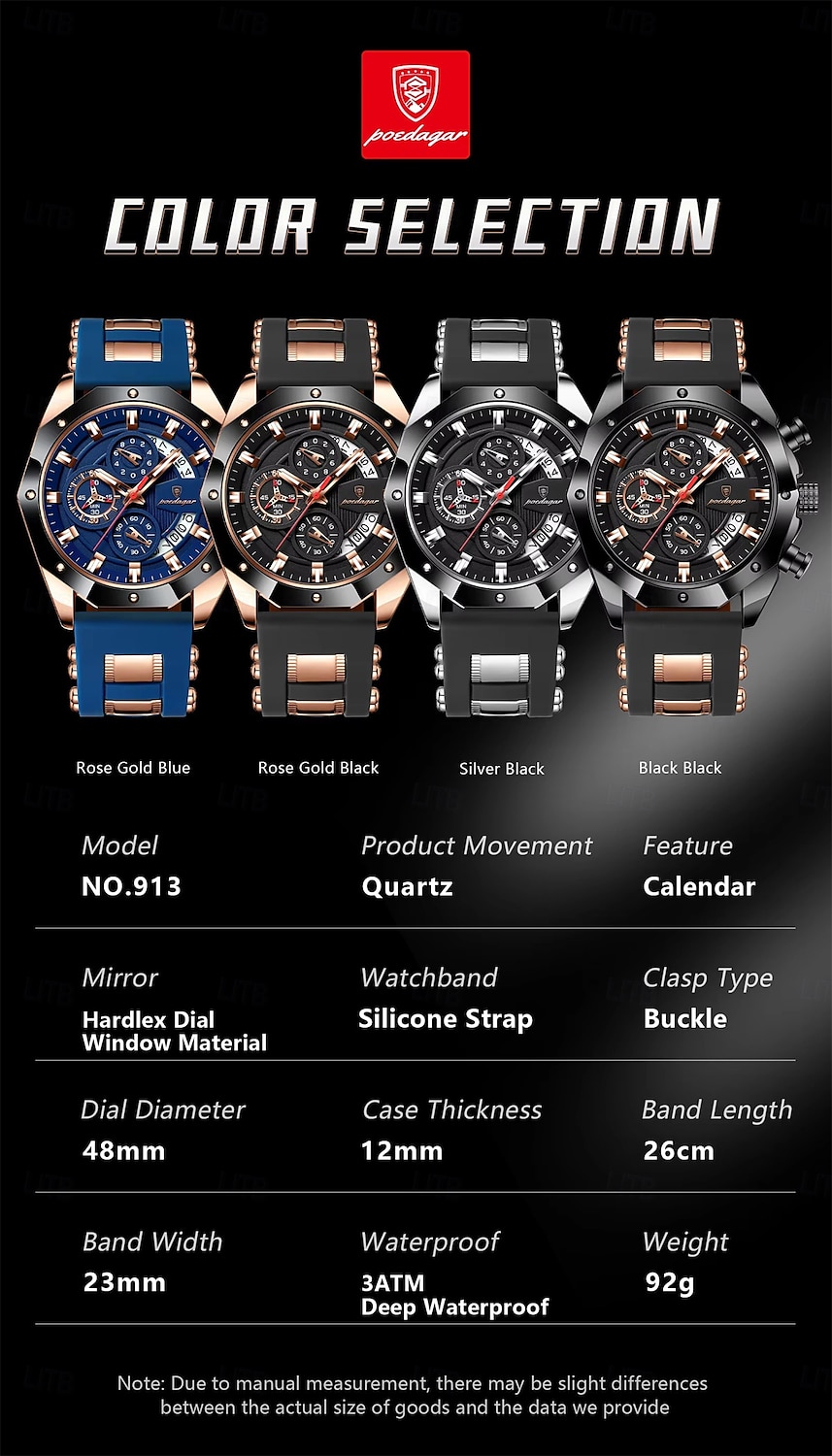 POEDAGAR Fashion Men Watch Waterproof Luminous Chronograph Date Man Wristwatch Silicone Strap Luxury Sports Men's Quartz Watches 2025 - $37.99 –P6
