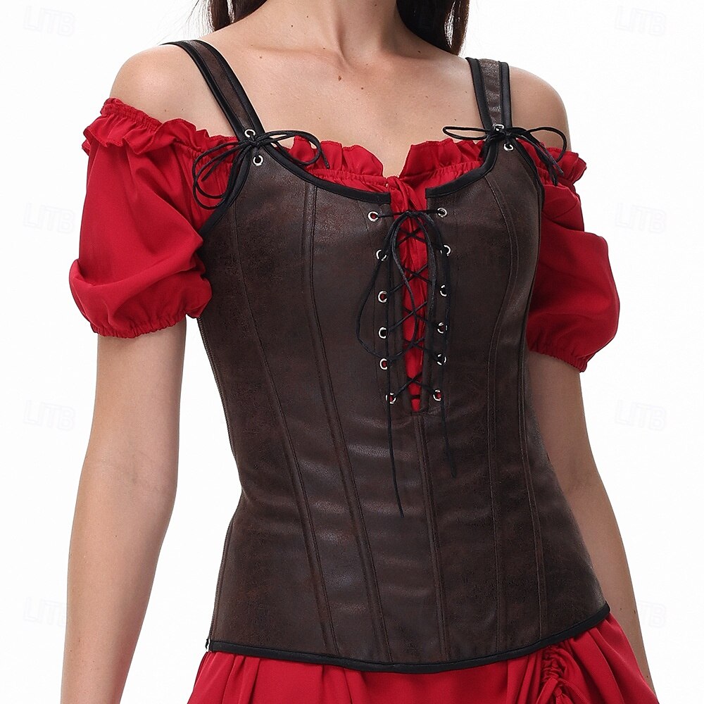 Retró Középkori Reneszánsz Fűző Prsluk Bustier Női Kelta Fantasy Mindszentek napja Farsang Álarcos mulatság Parti Alkalmi / Napi LARP Felnőttek Fűző 2025 - $37.99 –P4