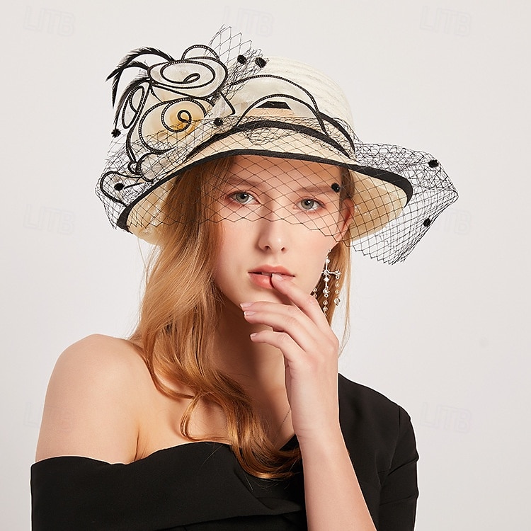 Vlasové ozdoby Organza Svatební Večerní oslava Elegantní Svatba S Tyl Přílba Pokrývky Hlavy 2025 - $25.99 -P1