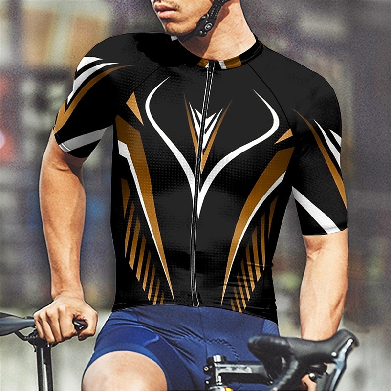 Homme Maillot Velo Cyclisme Manche Courte Cyclisme Tee-shirt Maillot avec 3 poches arrière VTT Vélo tout terrain Respirable Séchage rapide Conception anatomique Mèche Jaune Rouge Bleu Des sports de 2025 ? $20.79 –P12