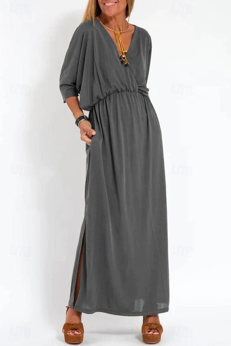 Pentru femei Rochie Lunga Rochie Maxi Rochie casual Rochie de Cocktail Rochie pentru invitata de nunta Rochii din Șifon Modă Vacanță Ieșire Sfârșit de săptămână Fit regulat Simplu Manșon Lung În V 2025 - $25.99 –P11