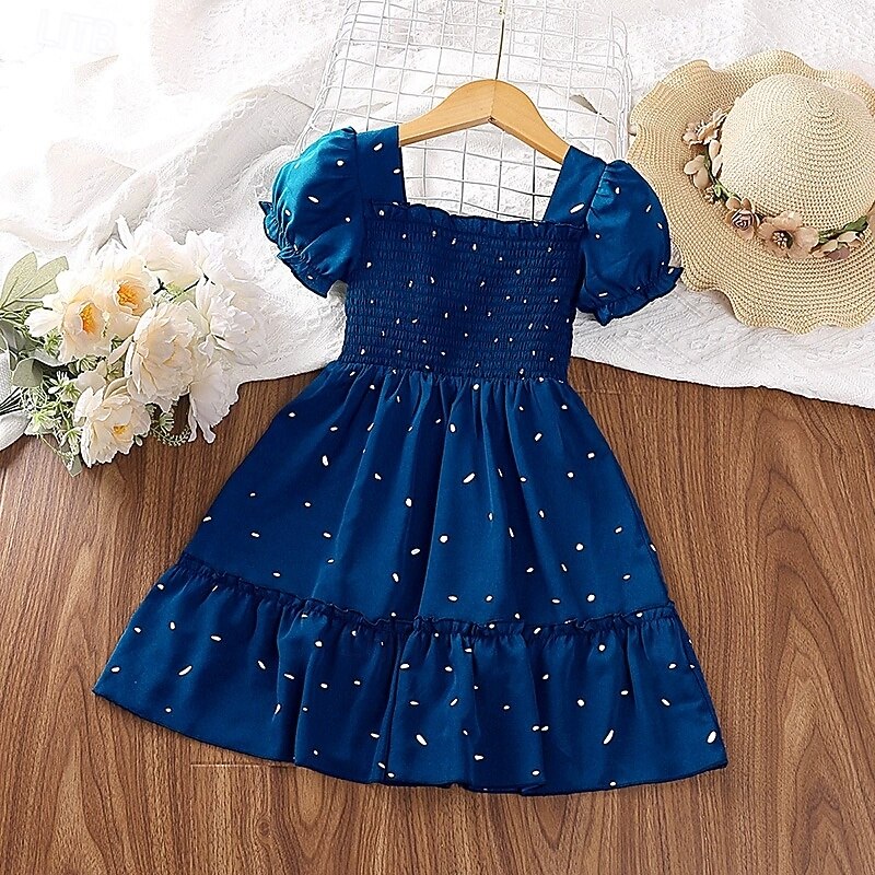 Kids Girls' Dress Polka Dot Short Sleeve Outdoor Casual Ruched Fashion  Adorable Polyester Above Knee Casual Dress A Line Dress Polka Dot Dress  Summer Spring 4 years+ Red Blue Purple 2026 - $21.99