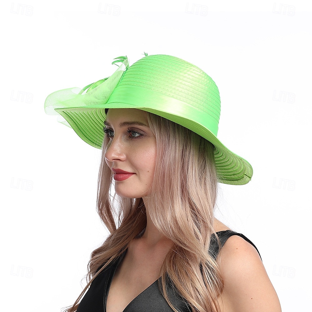 Hatter Organza Solhatt Ferie Te Fest Hesteveddeløp Cocktail Elegant Vintage Søt Med Blomster Hodepryd Hodeplagg 2025 - $31.99 –P3
