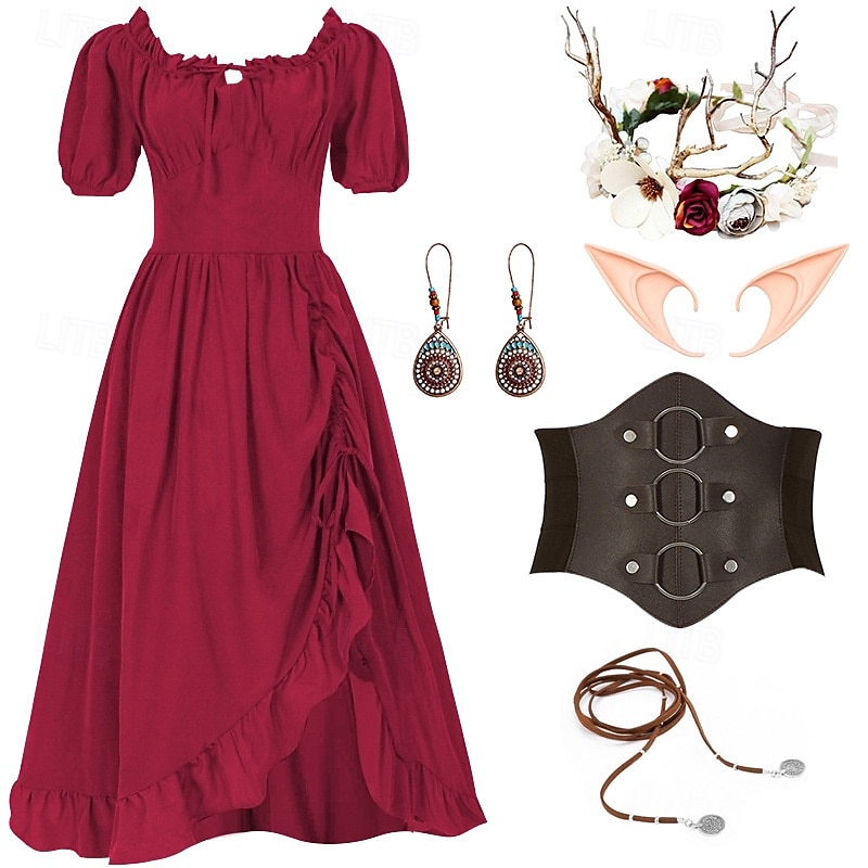 Retro Vintage Mittelalterlich Renaissance Kleid Zubehörset Ren Faire Wikinger Elfen Damen Halloween Karneval Maskerade LARP Erwachsene Kleid Weitere Accessoires Ohrringe 2025 - €58.99 –P7